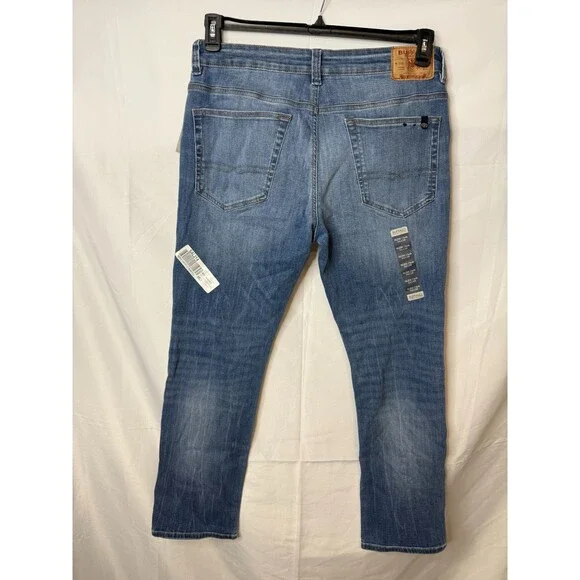 Buffalo Mens Ash Blue Stretch Comfort Veined and Crinkled Slim Jeans Size 34x30